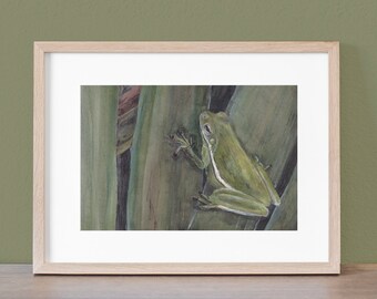 Original Watercolor Painting:  Tree Frog Nature's Master of Disguise, 10" x 8" Size