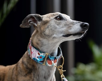 Collare Martingale Boho estivo: levriero, levriero, whippet, collare per cani, tessuto riciclato