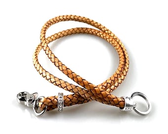 Collare con targhetta in cuoio intrecciato: Levriero, Whippet, Levriero, Doppio filo