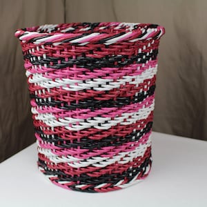 Newspaper recycle bin, large, pink with a wonderful pattern