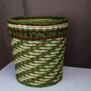 Paper recycle bin, large, green-beige