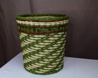 Paper recycle bin, large, green-beige