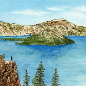 Crater Lake National Park Watercolor Print