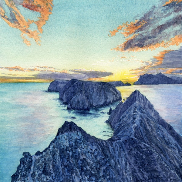 Channel Islands National Park Landscape Watercolor Painting Art Print