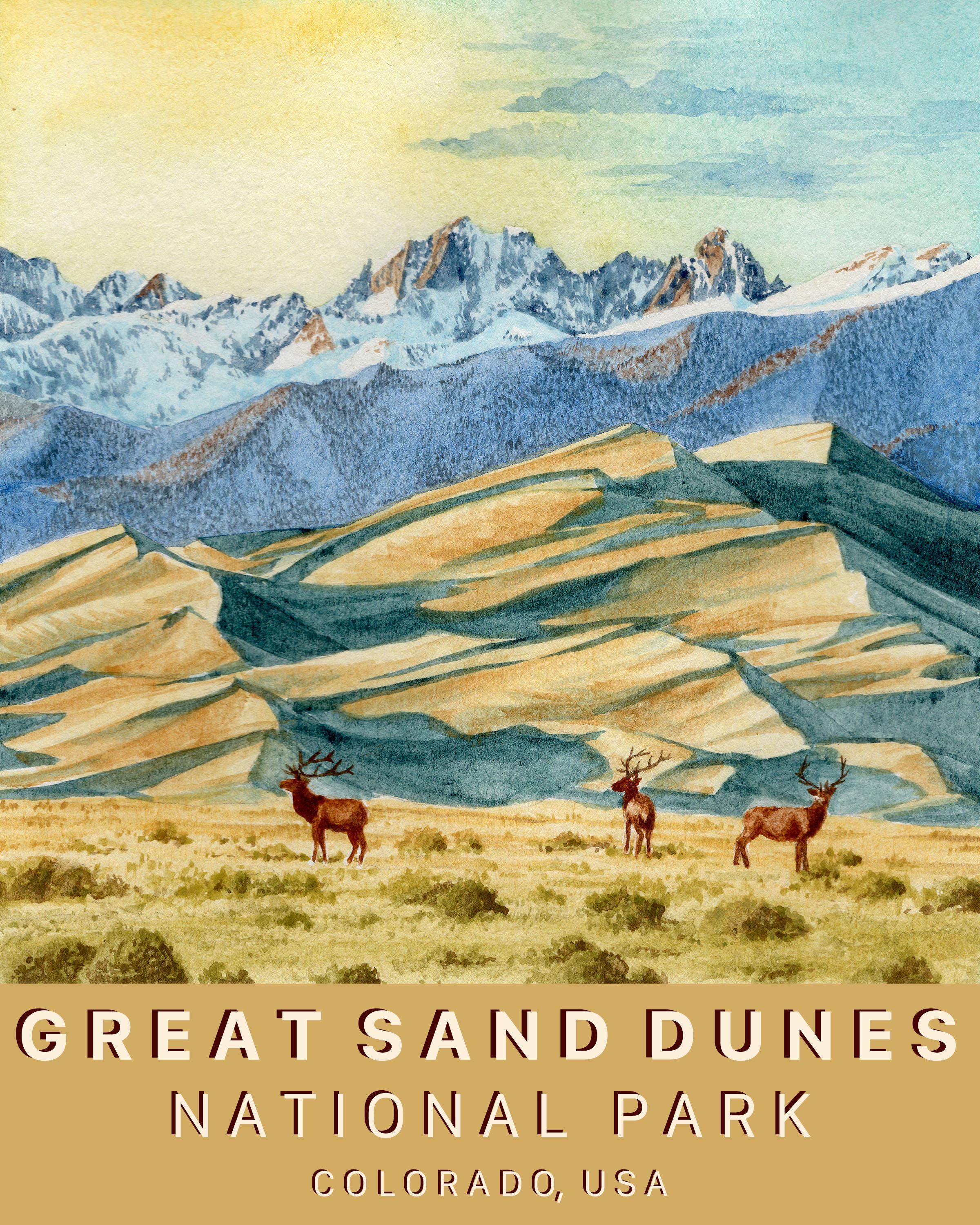 Great Sand Dunes National Park Watercolor Art Print - Etsy
