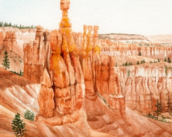 Bryce Canyon National Park Landscape Watercolor Painting Art Print