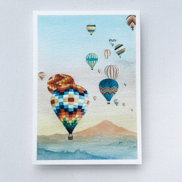 Hot Air Balloons Watercolor Painting Art Pring