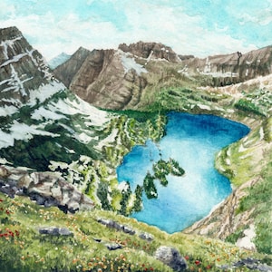 Glacier National Park Watercolor Print