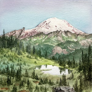 Mount Rainier National Park Watercolor Print