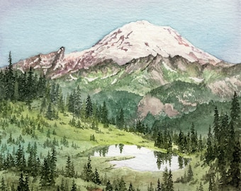 Mount Rainier National Park Watercolor Print