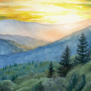 Great Smokey Mountains National Park Watercolor Print