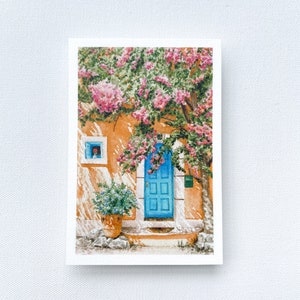 Blue Door Watercolor Painting Giclee Art Print
