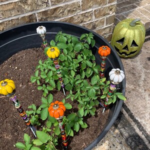 14" pumpkin decor for garden stakes, halloween decor, thanksgiving decor, fall decor image 1