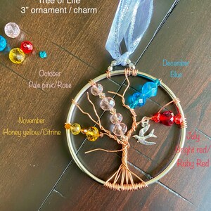 Family birthstone tree of life, Christmas ornament, birthstone gift, Mothers Day gift, gift for mom image 2