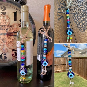 Evil eye wall decor, wall hanging, office decor, evil eye car charm, evil eye ornament, wine bottle charm