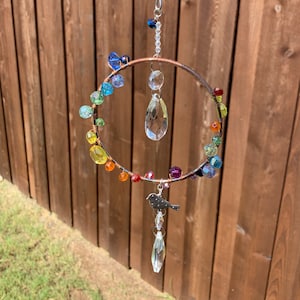 crystal suncatcher for windows, beaded garden decor, rainbow maker, glass sun catcher