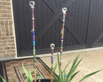 beaded fairy garden stake, garden decor, garden gift, mothers day gift