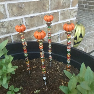 14&quot; pumpkin stakes for garden, thanksgiving decor, halloween decor, fall decor