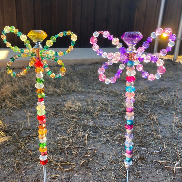 butterfly garden beaded stakes, butterfly gift for mom, butterfly garden art decor, mothers day gift