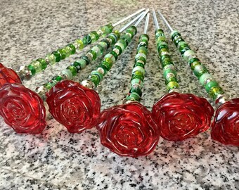 Estacas de rosas de 14" para jardín, decoración de jardín, regalo para mamá, regalo de San Valentín