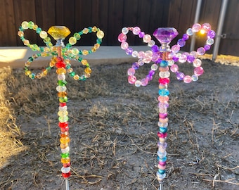 butterfly garden beaded stakes, butterfly gift for mom, butterfly garden art decor, mothers day gift