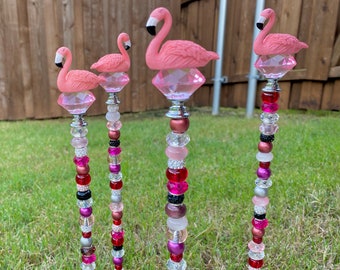 Flamingo garden stakes, summer garden decor, flamingo plant stakes, bird gift, flamingo garden party