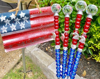 Estacas patrióticas para jardín de 35 cm, regalo patriótico, decoración para el Día de los Caídos, decoración del 4 de julio