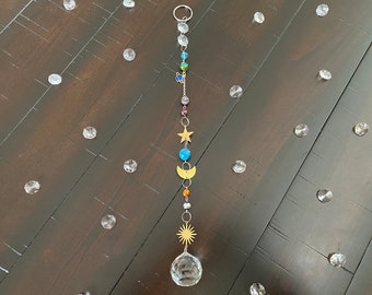 Planets sun catcher, solar system, celestial crystal sun catcher, sun moon star decor, galaxy astronomy, astrology astronaut sun catcher