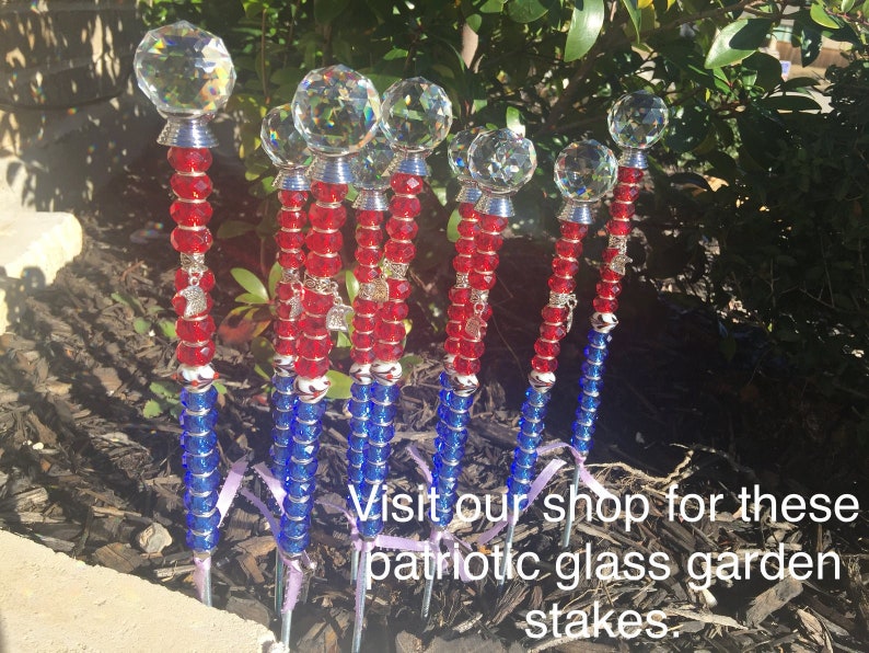 4th of july decor, patriotic yard decoration, USA flag, crystal suncatcher, memorial day decor, patriotic garden gift, gift for veteran image 10