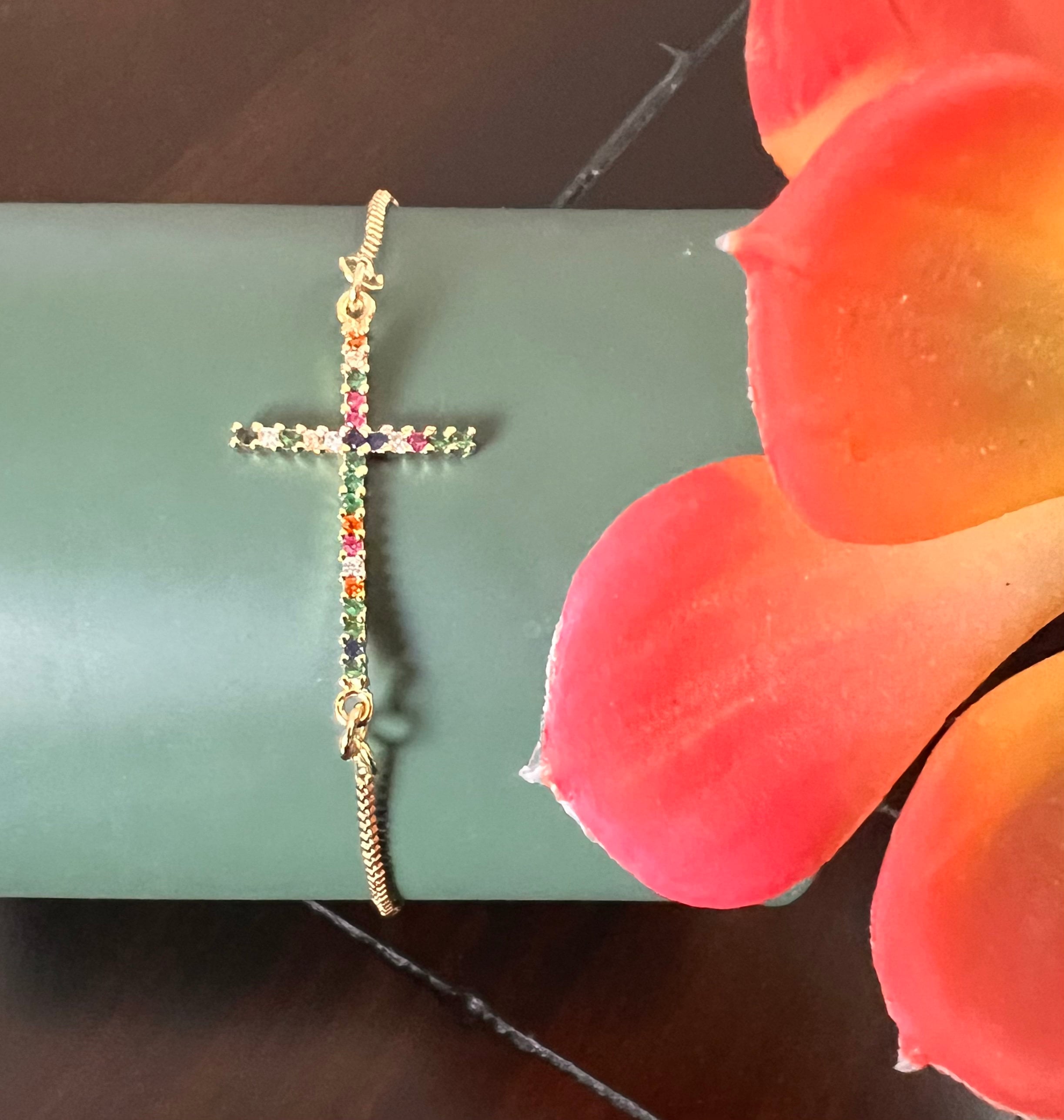 Regalo per la festa della mamma, braccialetto con croce, donna, ciondolo a forma di croce in argento, regalo per la mamma, gioielli cristiani cattolici, grigio, nodo scorrevole regolabile - Italia