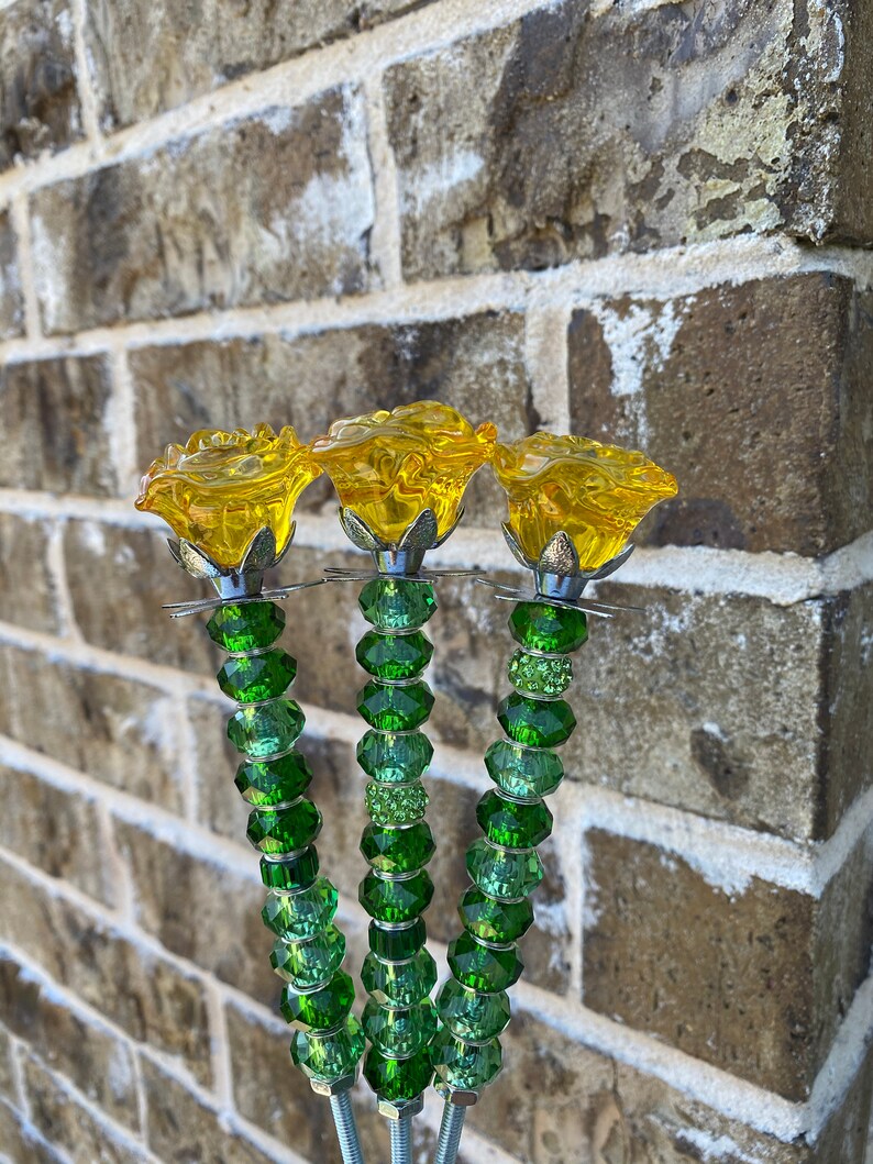 7 yellow rose stakes for pots plant stakes rose gift Etsy