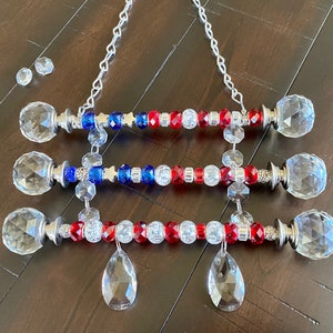 4th of july decor, patriotic yard decoration, USA flag, crystal suncatcher, memorial day decor, patriotic garden gift, gift for veteran image 6