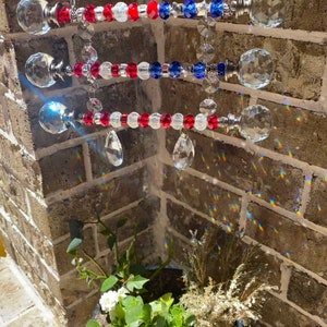 4th of july decor, patriotic yard decoration, USA flag, crystal suncatcher, memorial day decor, patriotic garden gift, gift for veteran image 3