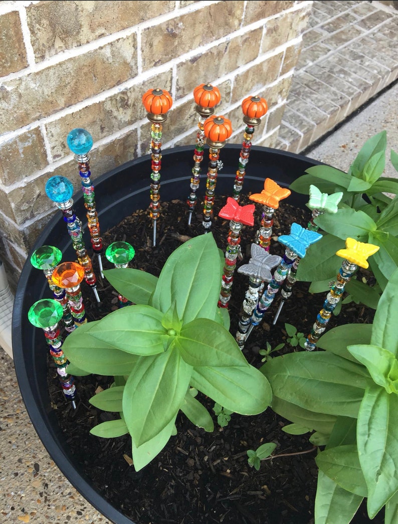 Beaded fairy garden stakes, Mothers Day gift for mom, Christmas outdoor decoration, beaded glass garden stake, glass suncatchers image 10