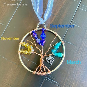 Family birthstone tree of life, Christmas ornament, birthstone gift, Mothers Day gift, gift for mom image 3