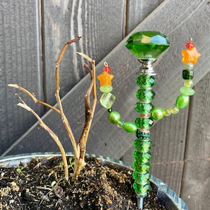 7 Cactus sun catcher, cactus plant stake, southwestern decor, succulent gift Cactus-orange tip