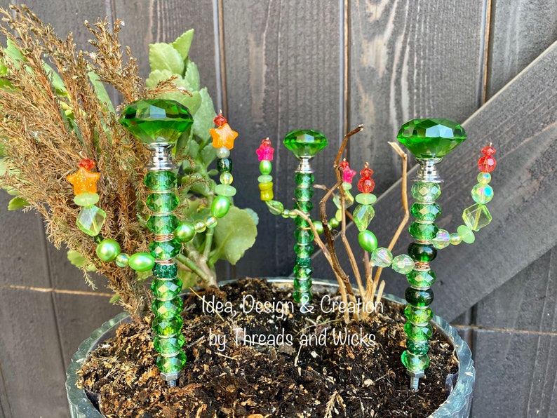 7 Cactus sun catcher, cactus plant stake, southwestern decor, succulent gift image 1