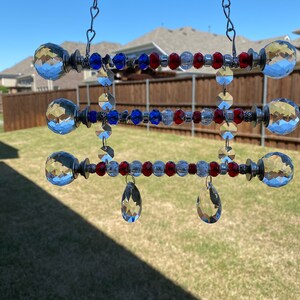 4th of july decor, patriotic yard decoration, USA flag, crystal suncatcher, memorial day decor, patriotic garden gift, gift for veteran image 5