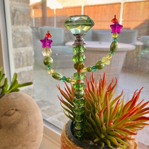 7 Cactus sun catcher, cactus plant stake, southwestern decor, succulent gift Cactus - purple tip