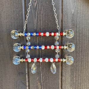 4th of july decor, patriotic yard decoration, USA flag, crystal suncatcher, memorial day decor, patriotic garden gift, gift for veteran image 7