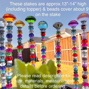 Beaded garden stakes, garden decor, porch decor idea, plant picks, mothers day gift, garden sun catchers
