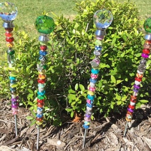 Beaded fairy garden stakes, Mothers Day gift for mom, Christmas outdoor decoration, beaded glass garden stake, glass suncatchers image 8