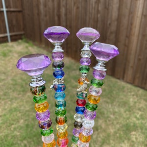 garden suncatchers, plant stakes, garden gift for mom, mothers day gift, yard decoration, glass garden art, beaded stakes