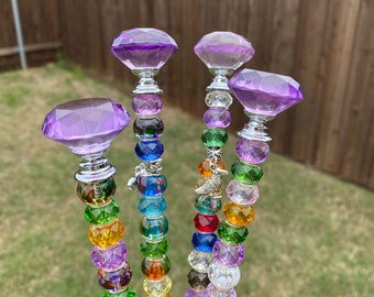 garden suncatchers, plant stakes, garden gift for mom, mothers day gift, yard decoration, glass garden art, beaded stakes