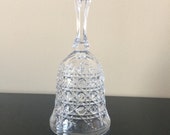 Crystal Bell, Vintage Bleikristall Lead Crystal Made in W. Germany, Cut Glass Bell and Ball Ringer on Chain, Wedding Table, PL3591
