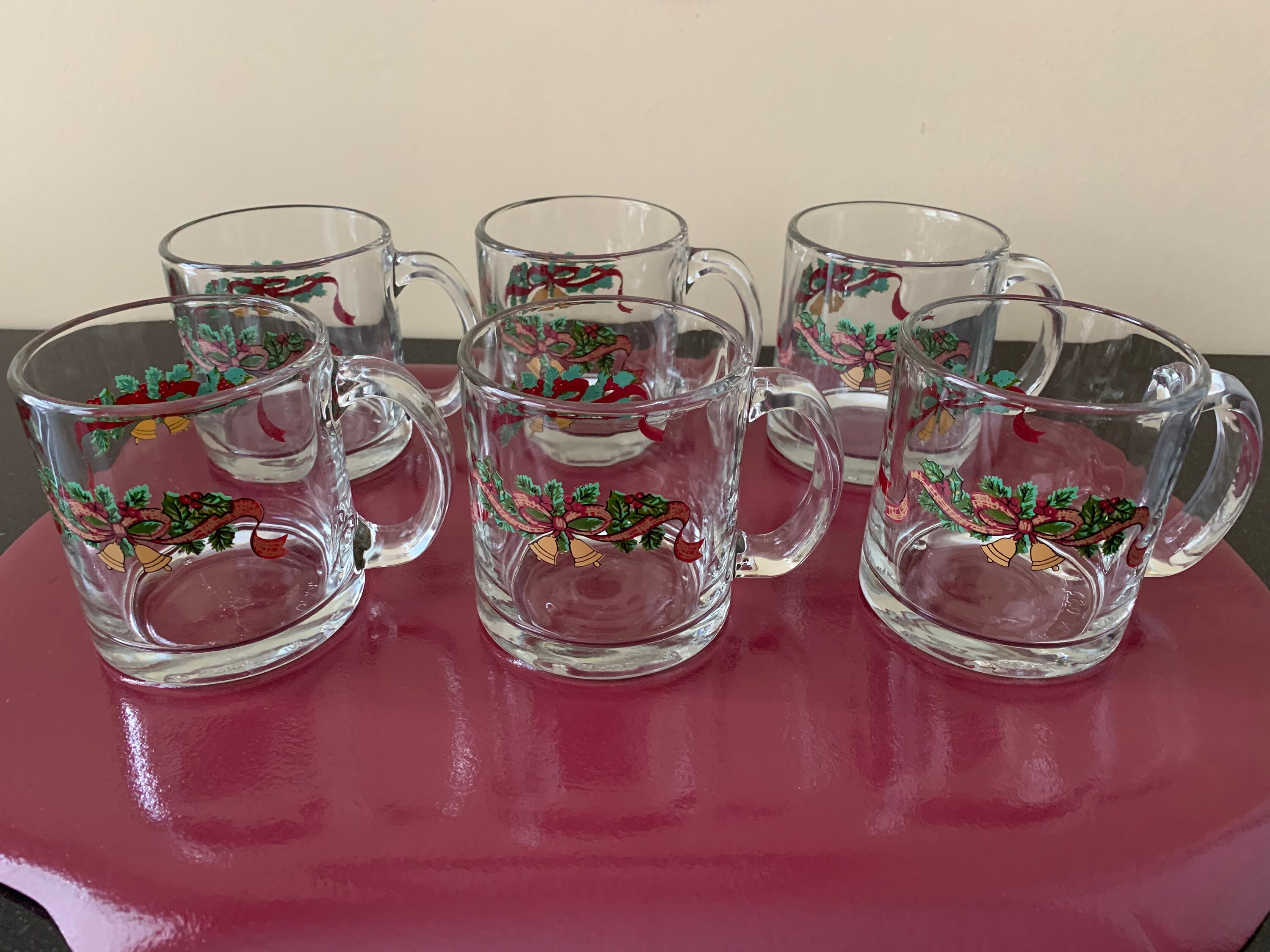Libbey Christmas Mugs Set of 6 Clear 12 oz. Libbey Holiday Etsy