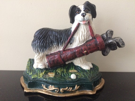 Golf Or Dog Decor Black White Dog Golf Clubs Door Stop Etsy