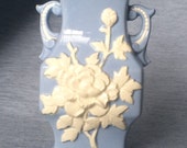 Vintage Collectible Cameo-Styled Vase Made in Japan, Mother 39 s Day Blue and White Handled Vase, Rose Lover 39 s Blue and White Pottery, PL3520