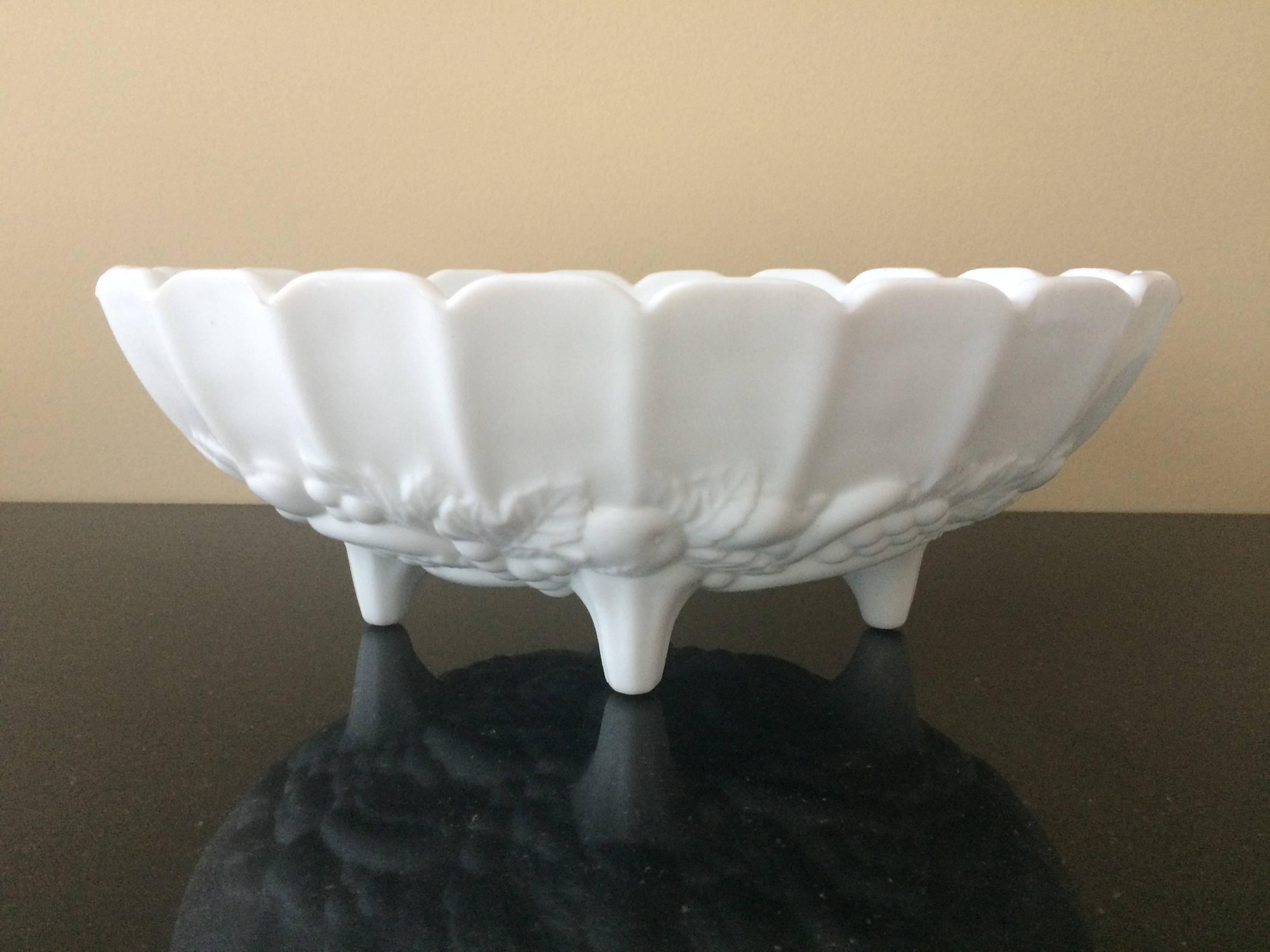 Indiana Glass Fruit Bowl Footed Oval Milk Glass Fruit Bowl Etsy