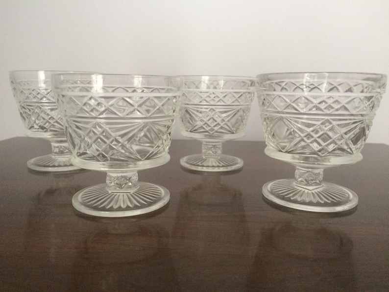 Vintage set 2 1950/'s Hazel Atlas Glass clear crystal 3 section trays glassware